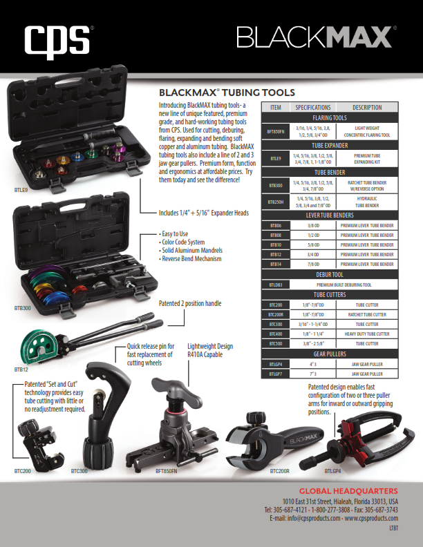 CPS BLACKMAX Premium Imperial Multi-Head Tube Expander Kit